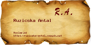 Ruzicska Antal névjegykártya
